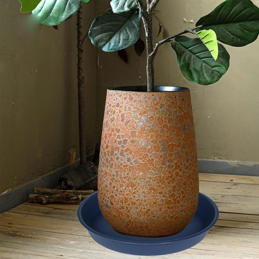 2 Pack of 16 17 inch Plant Saucer (15 inch Base), 2.3" Depth, Plant Trays for Pots, Plastic Plant Saucers for Indoors, Flower Pot Drip Trays for Planter (17", Blue)