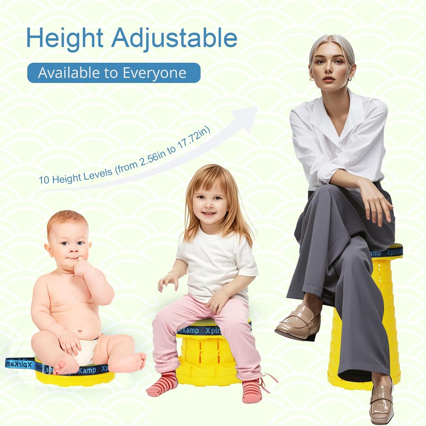 Upgraded Thickened Collapsible Stool, Portable Folding Stool Chair Lightweight But Sturdy Foldable Camping Stool, Retractable Telescopic Seat for Picnics Fishing Hiking BBQ (2, Yellow)