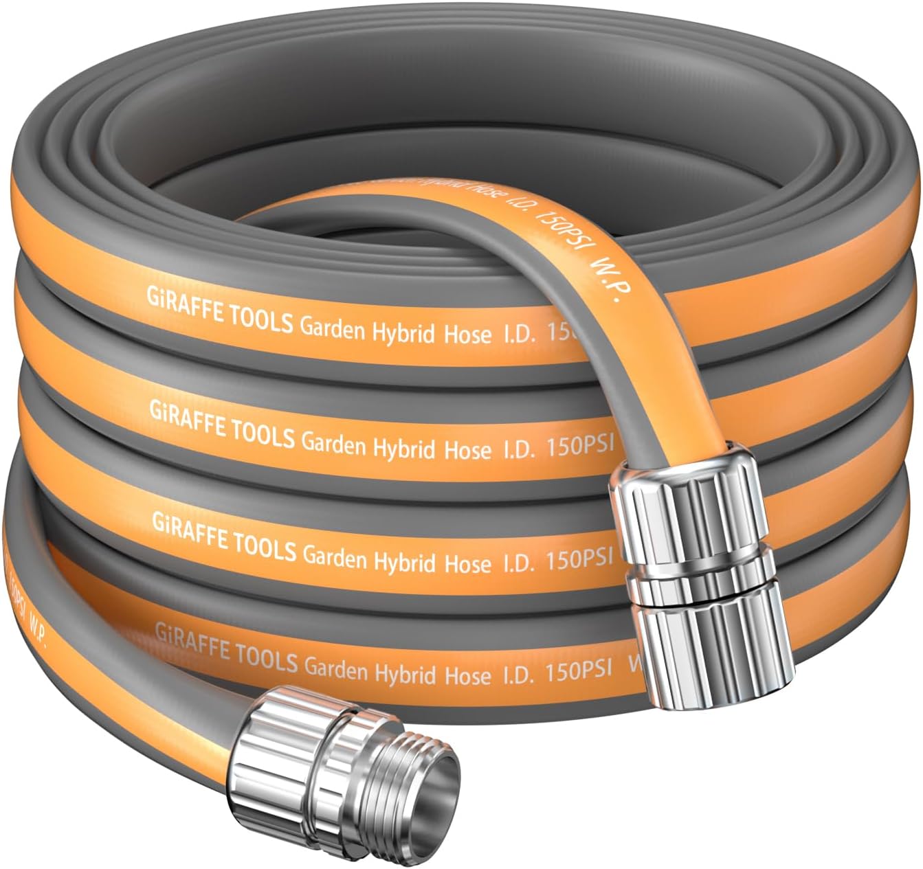 Giraffe Tools Garden Hose 50FT, 5/8" Lightweight Lay Flat Water Hose, Custom Length, Flexible, Leakproof Hybrid Hose Pipe with Male to Female Fitting