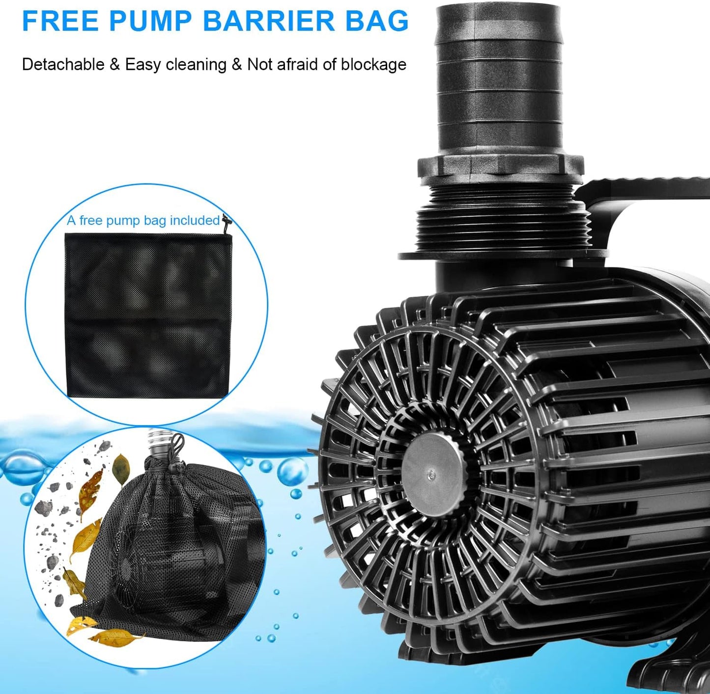 OYO WATER Outdoor Large 9300gph-620W 32.8FT Pond Water-fall & Kio Fish Fountain-s &Garden Pump Submersible IPX8: Long 32.8FT Cord Smart-er & Quieter Duck & Yard &Patio Ponds Pumps, 1 Barrier Pump Bag