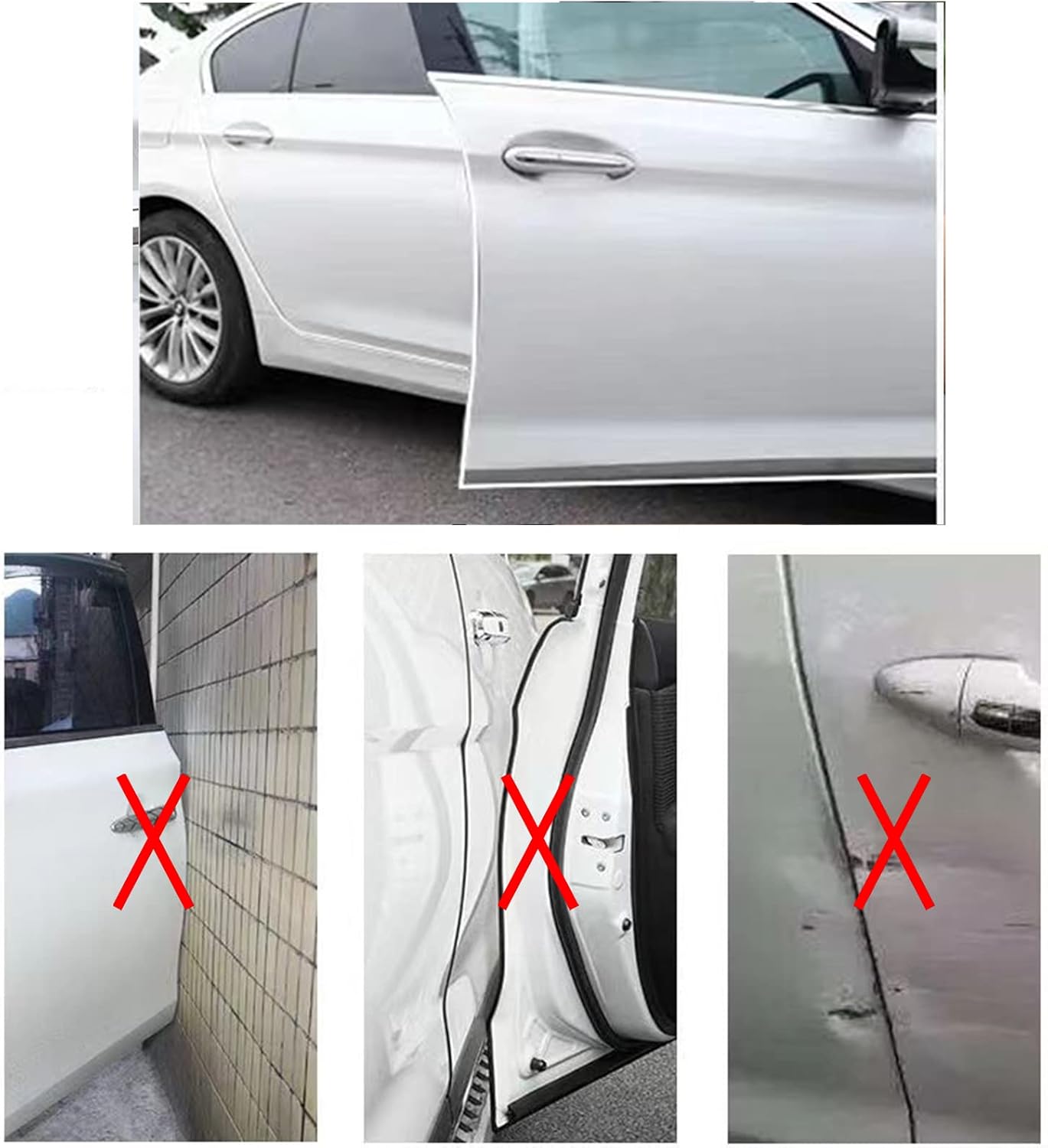 Edge Trim Self Adhesive Rubber U Channel Edge Trim Metal Edge Protection Guard for Most Car Doors, Hatches, Table Corners, Panels (5Ft, White)