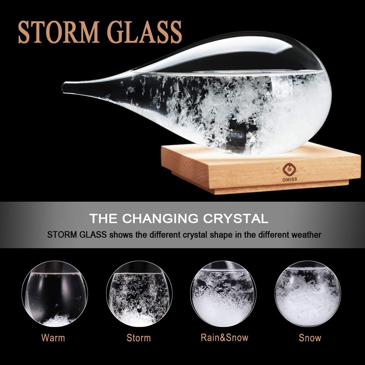 Father's Day Gifts for Him, Storm Glass Weather Predictor, Drop-Shaped Glass Barometer Weather Station, Unique Decorative Glass Bottles Weather Forecaster for Home and Office
