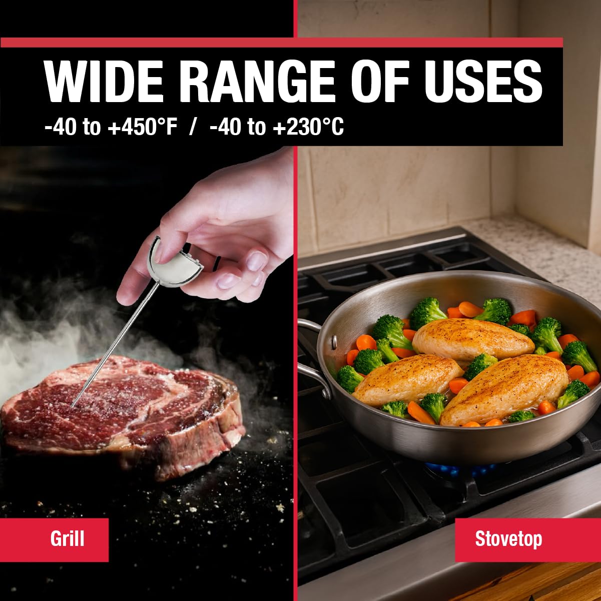 CDN Thin Tip Thermometer | ProAccurate®, 4.75" Stem, Digital, Hold, Max, Waterproof, NSF Certified, Ideal for Cooking, Brewing - DTQ450X