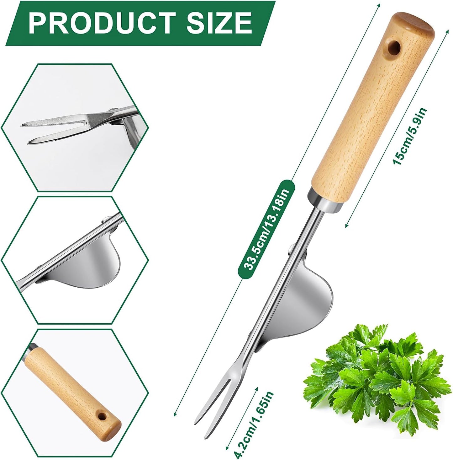Weed Remover Tool 2-Piece with Wood Handle, Weeding Garden Tools for Gardening with Serrated Edge, Weed Puller for Removing Moss and Weeds, Weeding Tools for Dandelion