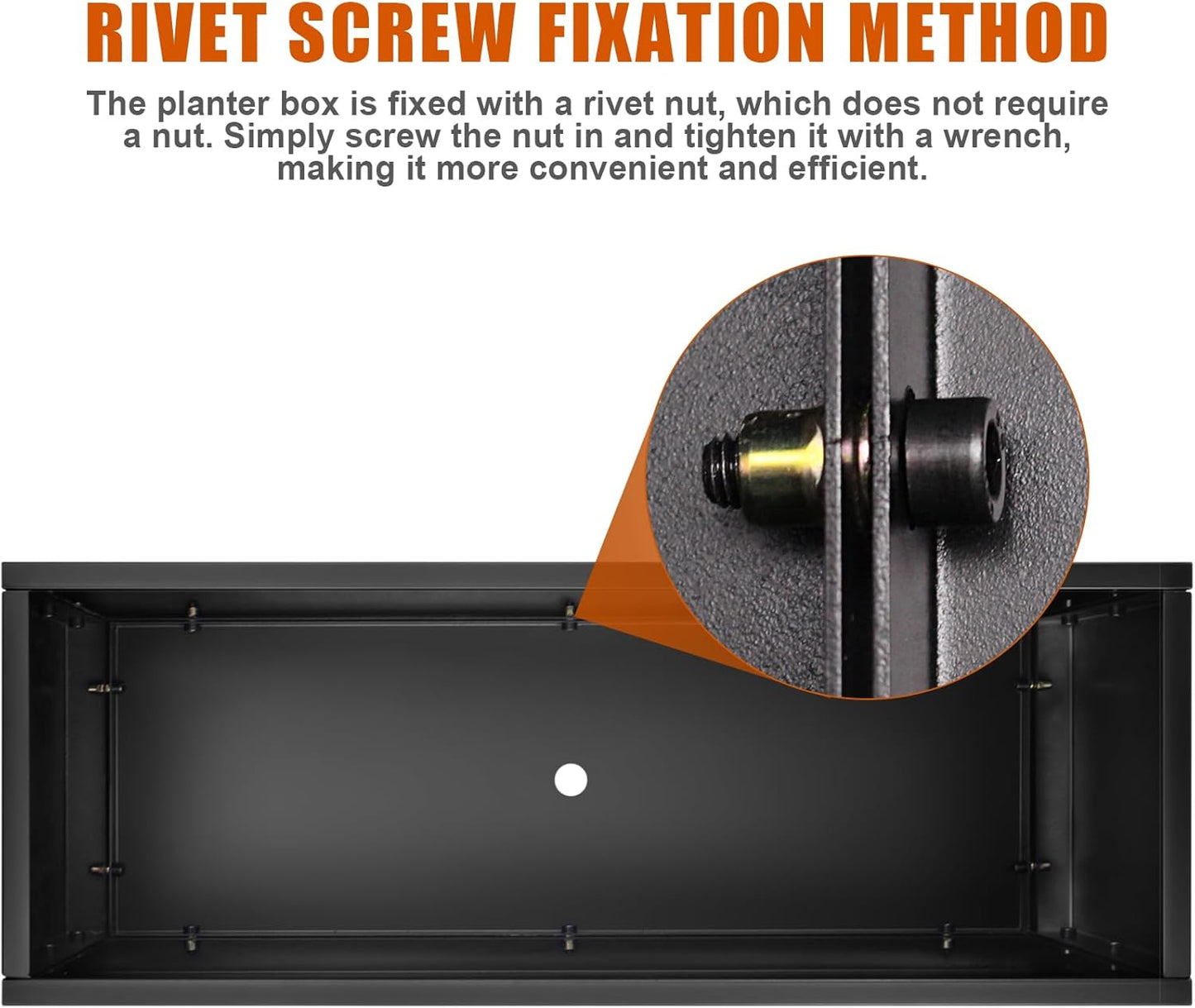 Steel Planter Box 40"x16"x24", Square Metal Planter Box Indoor&Outdoor, Steel Planters Heavy Duty for Commercial and Residential Use, Black