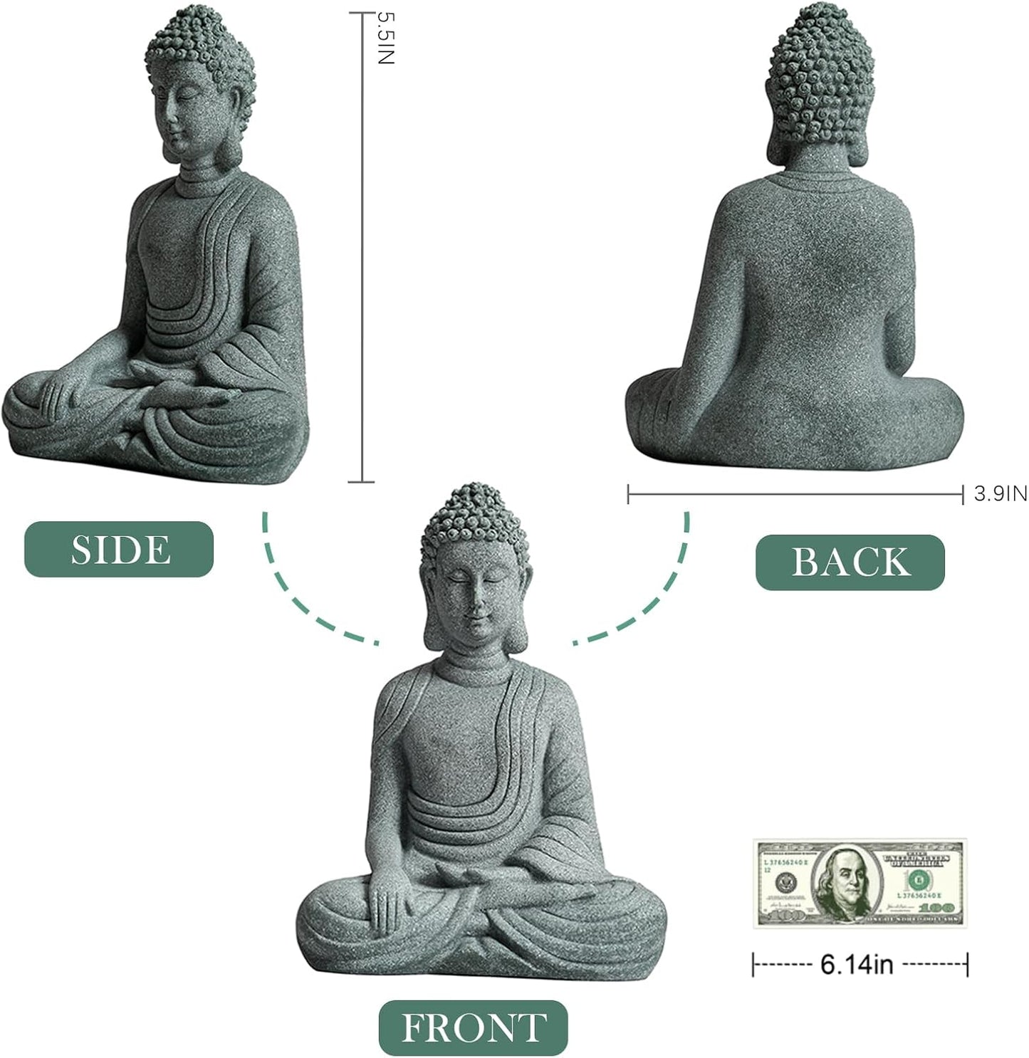 Little Buddha Statue for Home - Handmade Stone Meditation Sitting Buddha Figurine, Buddah, Buda, Budda, Baby Buddha Statue Indoor/Outdoor, Buddha Decor & Gifts, Buddhas, Buddha Sculpture