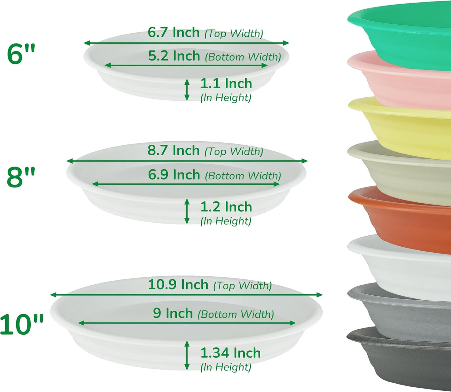 12Pcs Colourful Plant Saucer, 6 8 10 Inch Durable Plastic Plant Tray, Round Plant Pot Saucers, Drip Tray for Indoor and Outdoor Garden, Cyan