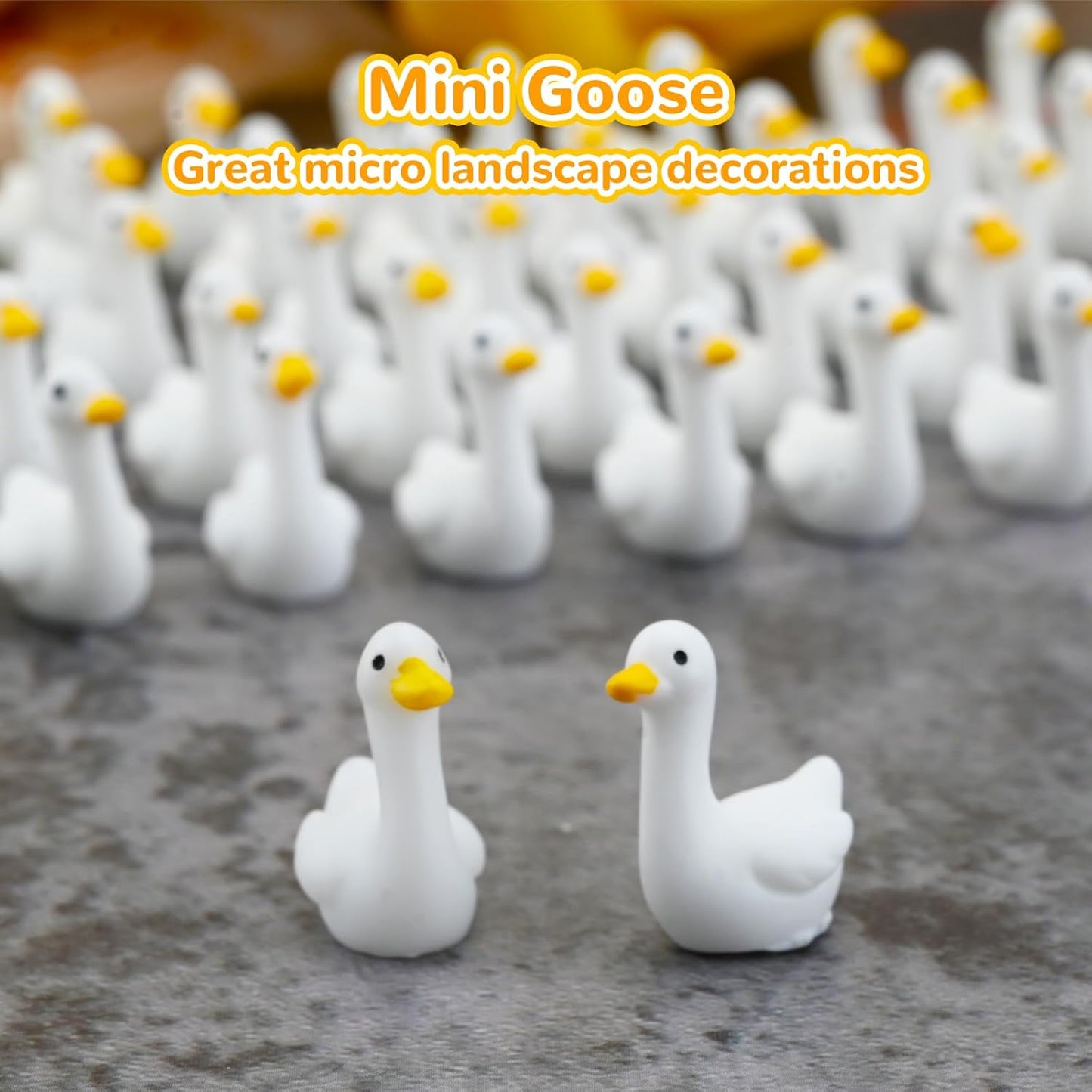 ﻿50pcs Mini Tiny Goose Figurines - Resin Geese Animal Statues for Halloween Decorations, DIY Crafts, Party Gifts, Stocking Stuffers, Micro Landscape Ornaments to Hide,Small Desk Goose Decor