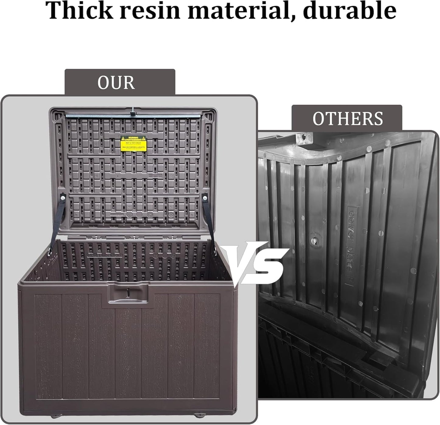 Premium Pro Edition 35 Gallon Lockable Resin Deck Box, Waterproof & UV-Resistant Outdoor Storage Box for Outdoor Storage, Garden Tools & Pool Accessories Storage, Brown