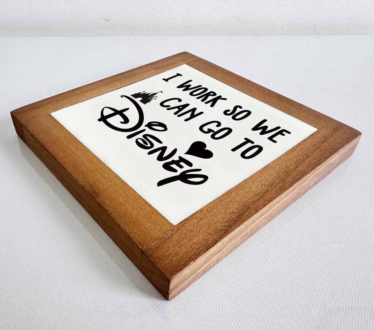 Inspirational Wood Signs, Box Wood Plaques Desk Décor, Decorative Plaques and Signs, Rustic Office Decor Art, Motivational Office Desk Decoration, Farmhouse Home Decor, I Work So We Can Go to D