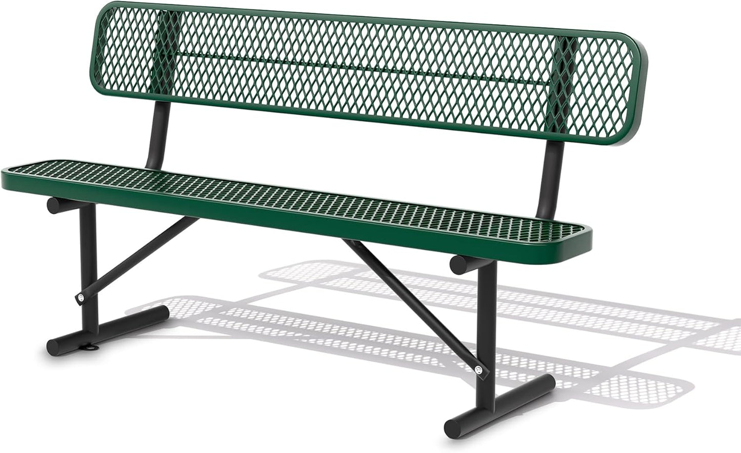 6FT Benches for Outside, Heavy-Duty Green Outdoor Garden Bench with Back, Metal Park Bench, Commercial-Grade Seating,Industrial Bench Patio Bench Furniture for Beach Yard School Shopping Centers