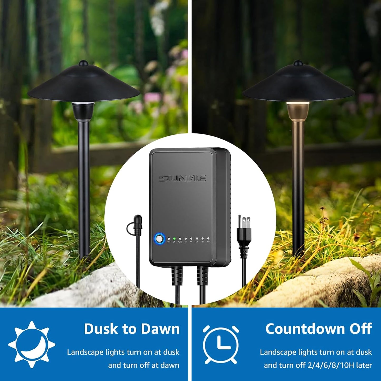 SUNVIE All-in-One LED Pathway Lighting Kit, 8-Pack Low Voltage Landscape Lights with Transformer and 100FT 16/2 AWG Wire, 3000K Waterproof Landscape Lighting with Connectors for Walkway Garden Yard