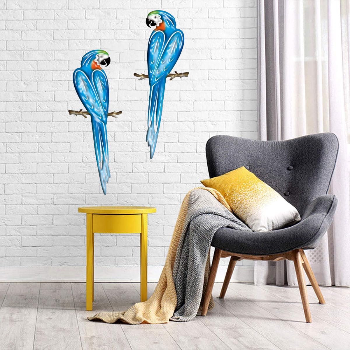 EiGreen Metal Bird Wall Art Decor 3D Outdoor Parrot Sculpture, Hanging Decor Suitable for Gardens, Fence, Patio, Living Room, Bedroom, Yard