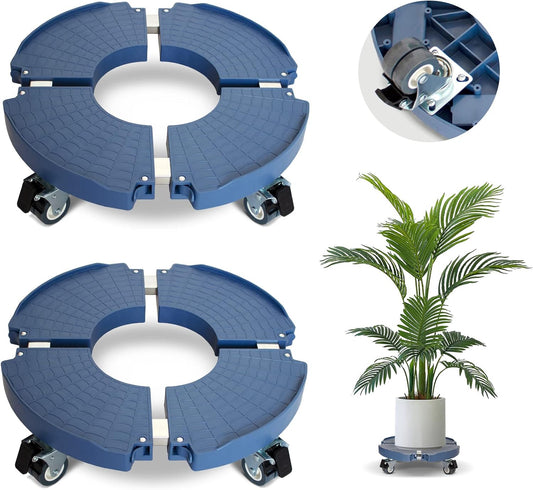 2 Pack Rolling Plant Stand with Wheels,15-21’’Adjustable Heavy Duty Plant Caddy with Wheels for Indoor Outdoor Planter Dolly Lockable