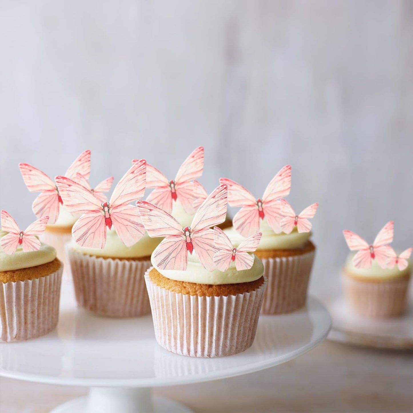 Ephlyn 72Pcs Edible Butterflies for Cake Decorating Pink Butterfly Cake Decorations Pink Butterflies Cupcake Toppers for Wedding Birthday Anniversary Flower Themed Party Supplies
