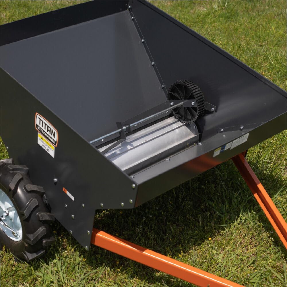 Titan Attachments Compact Manure Spreader, Rated 8.7 Cu. FT, Utility Tow-Behind ATV/UTV Lawn Tractor Spreader