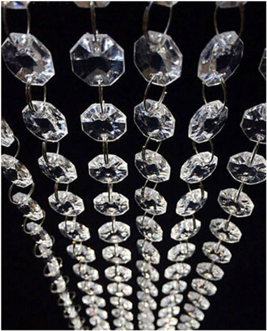 WAZHRMGHG 198 FT Acrylic Crystal Garland Strands Hanging Ornaments Chandelier Gem Bead Chain Octagon String for Christmas Tree Manzanita Wedding Centerpiece Party (198FT(60M))