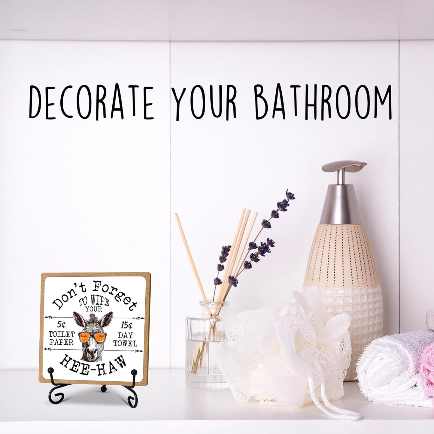 5" Wooden Plaque,Don't Forget To Wipe Your, Western Donkey Decor With 1 Metal Support, Bathroom Toilet Decor, Rustic Farmhouse Home Guest Room Bathroom Decorations And Accessories -B10