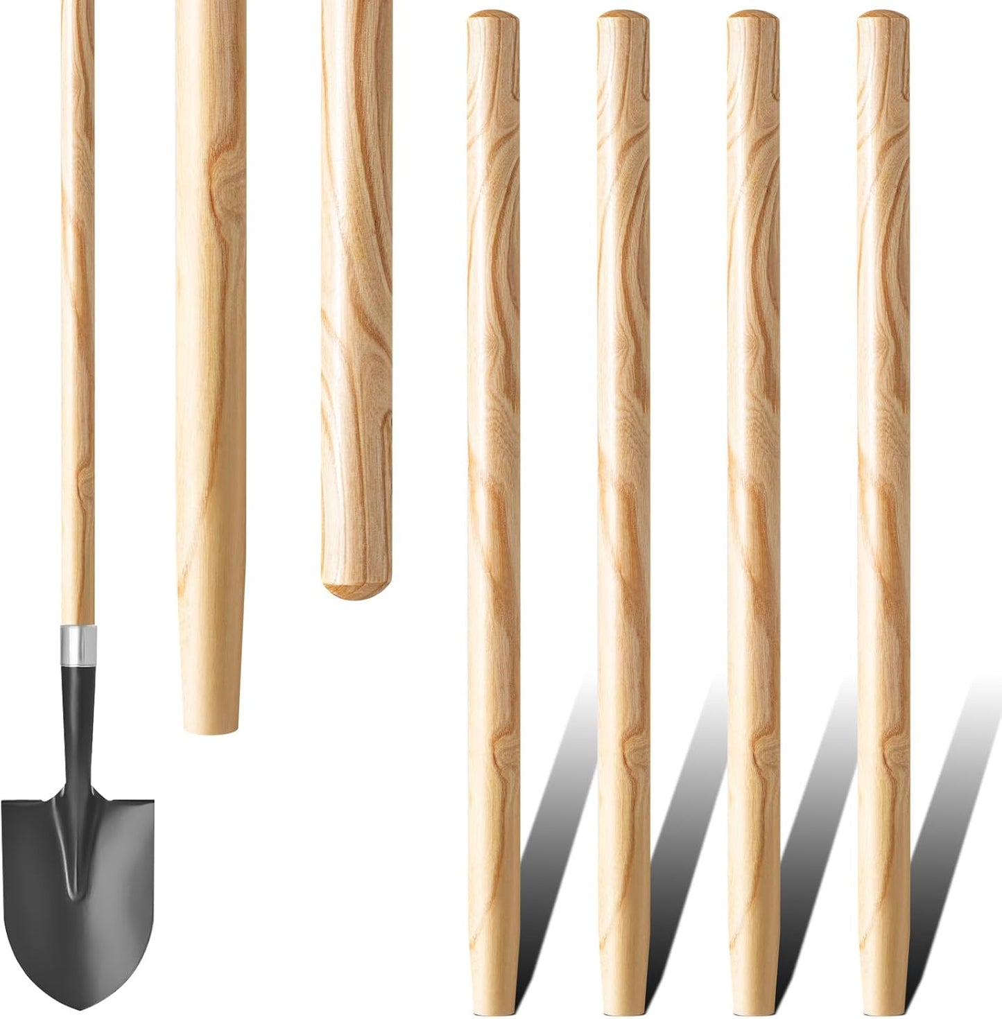 4 Pcs Wooden Shovel Handle Ash Replacement Handle for Long D Handle Shovels Replacement Tool Handle