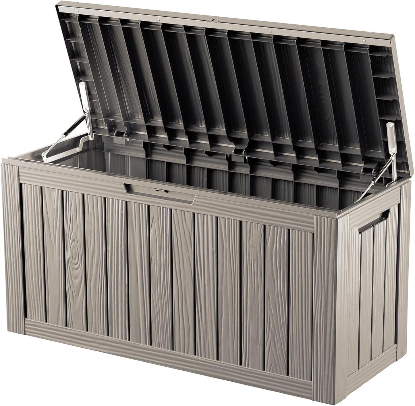 80 Gallon Deck Box, Resin Outdoor Indoor Waterproof Storage Box, Lockable Storage Box With Handle for Patio Furniture - Garden Tools - Swimming Pool Tools UV-Resistant, Brown