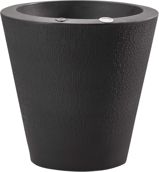 Crescent Garden Dot TruDrop Indoor/Outdoor Planter, Self-Watering Plant Pot, 16 Inches, (Caviar Black)