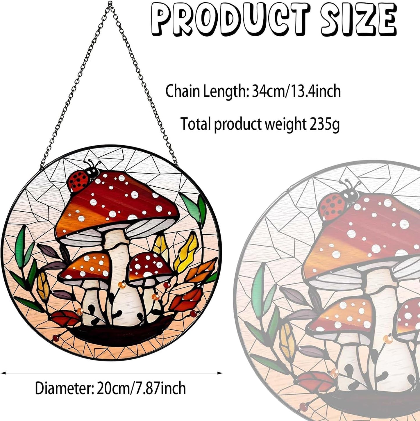 Mushroom Forest Sun Catcher Stained Glass Window Hanging Mushroom Lover Gifts for Women Wall Decor Handmade Sun Catcher Decoration for Home Graden Housewarming Gifts