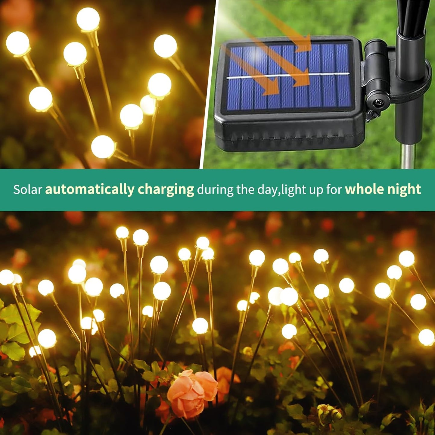 Solar Lights Outdoor Waterproof 4 Pack of 32 LEDs Garden Patio Firefly Decoration Unique Gifts Women Grandparents