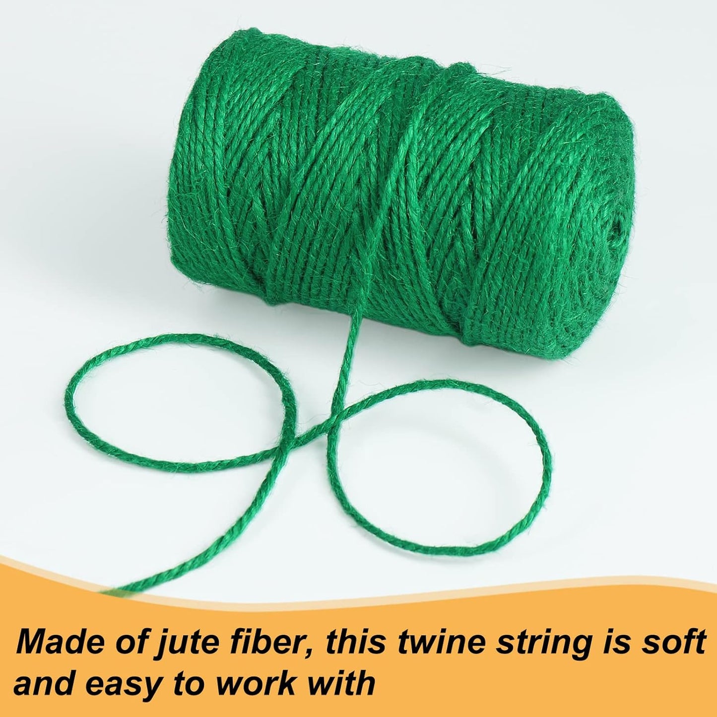 Tenn Well Jute Garden Twine, 328 Feet 3mm Heavy Duty Tomato Twine, Green Plant Ties for Gardening, Climbing Plants, Vegetables, Crafting