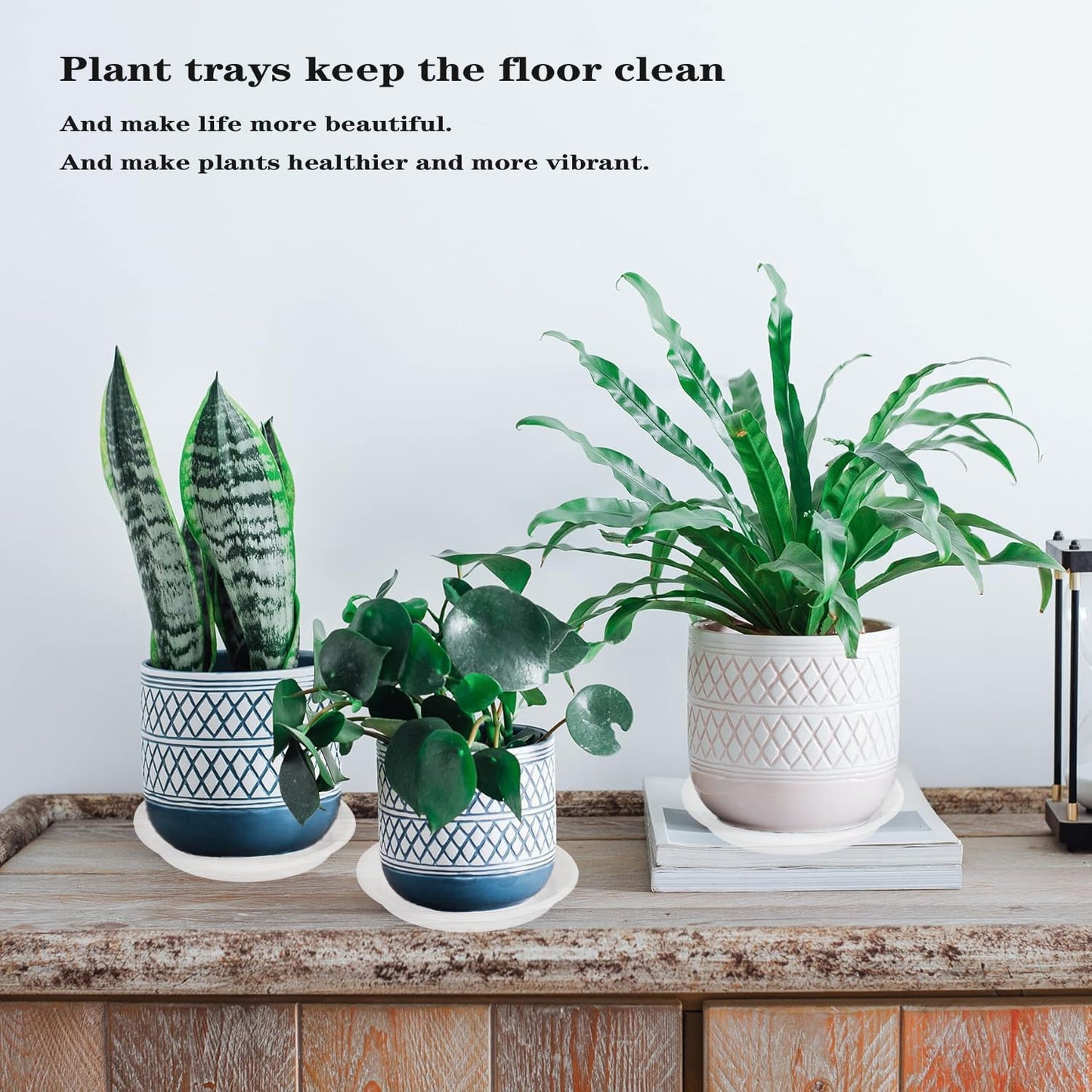 2 Pack of Clear Plant Saucer 12 inch, Clear Plastic Plant Drip Trays, Heavy Duty Plant Trays for Indoors no Holes, Plant Water Tray for Planters