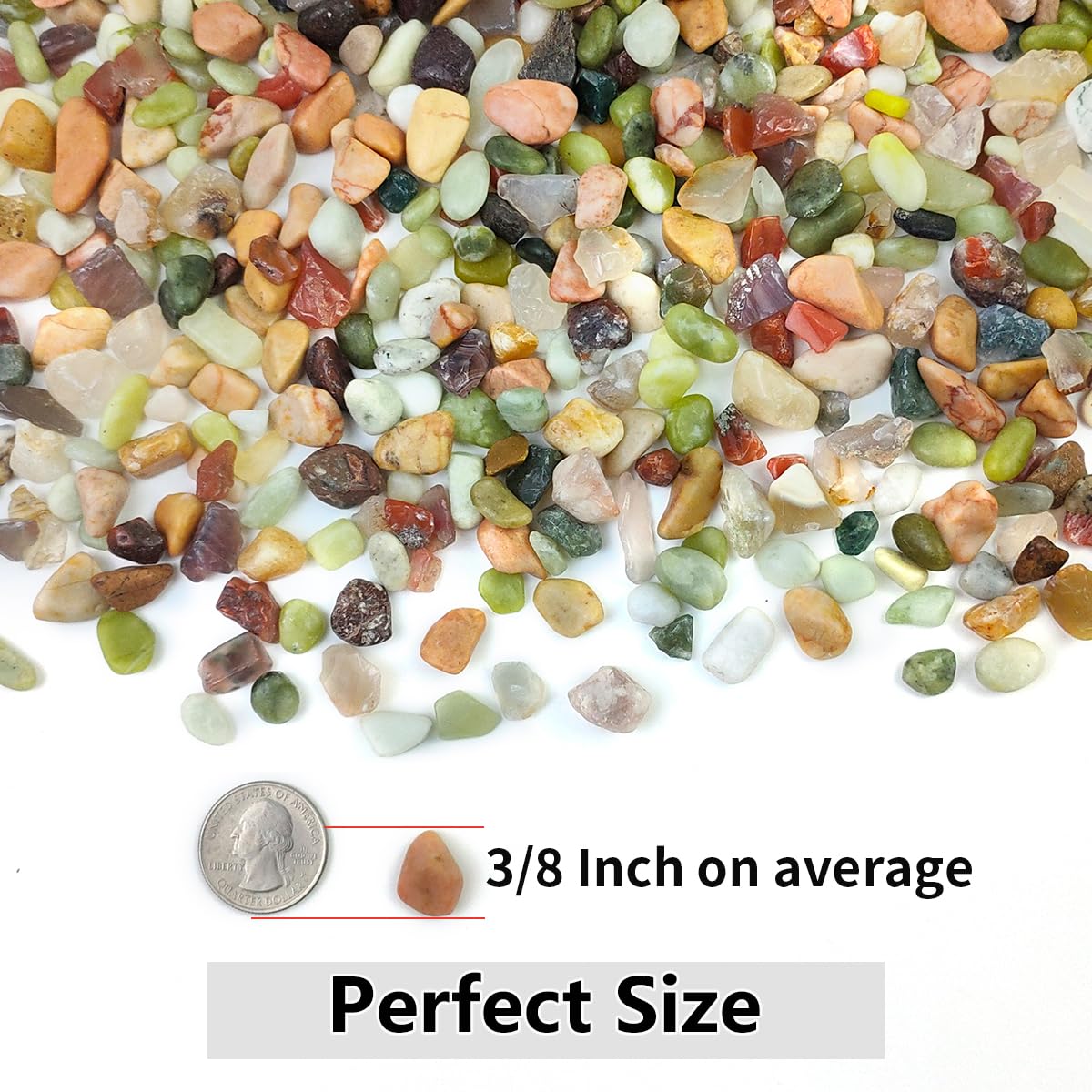 10LB Succulent and Cactus Colorful Pebbles, 3/8 Inch Natural Decorative Polished Stones, River Rocks for Indoor Plants, Vases, Planters and Outdoor Gardening