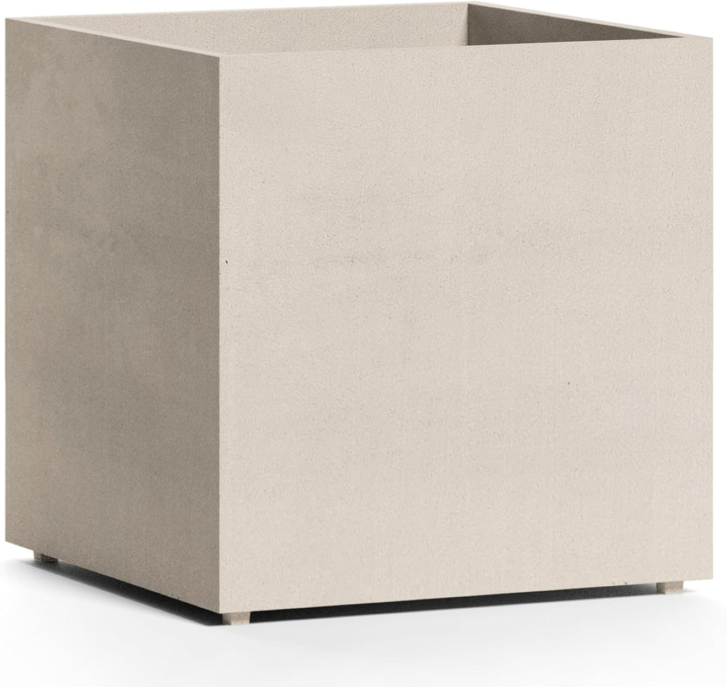 Reglito Cube Planter – Fiberglass Indoor/Outdoor and Weather-Resistant Large Planter (Sand Stone, 27.6" L x 27.6" W x 28.1" H)