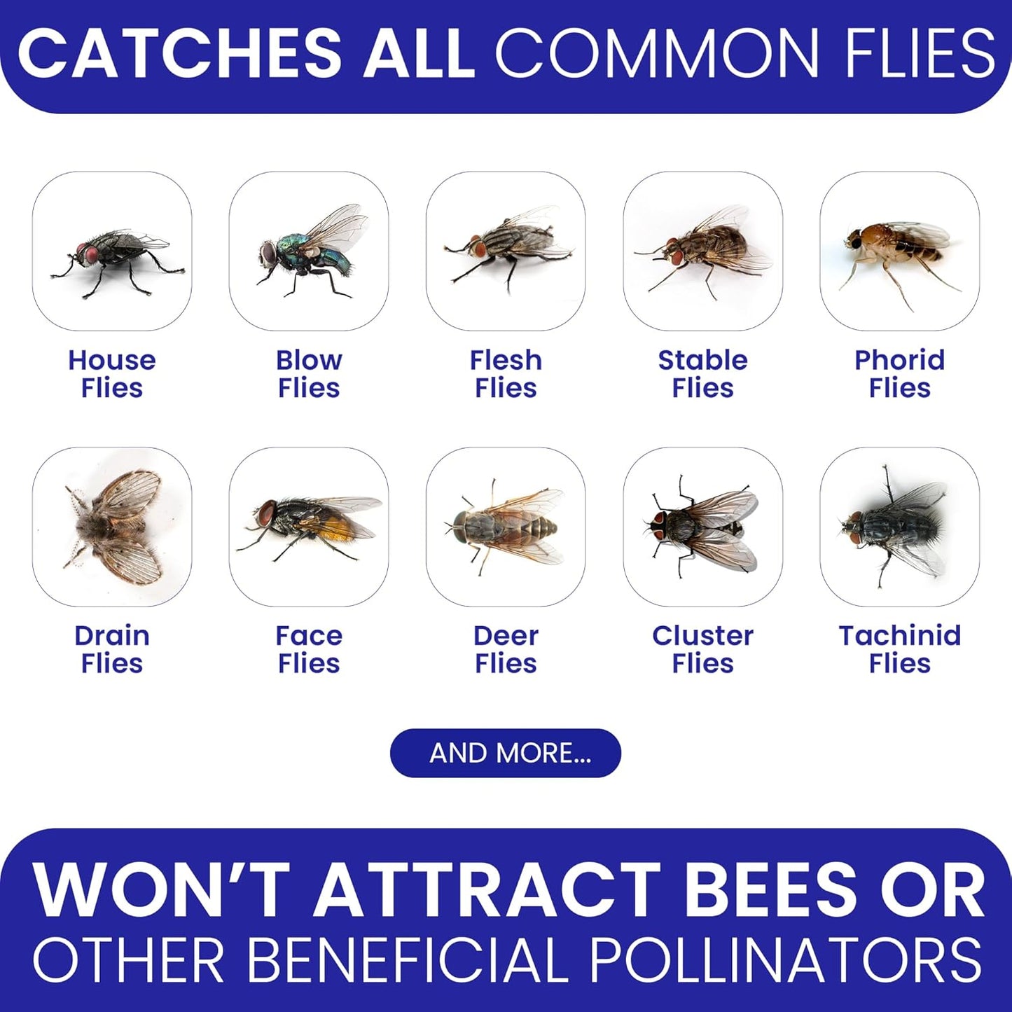 Fly Traps Outdoor Fly Trap for Patio. 4 Non-Toxic Pre-Baited Flies Bags Outdoor Disposable. Hanging Bug Catchers for All Filth Flies Killer for Outside Bug Control in Yard Horse Ranch Trash Can