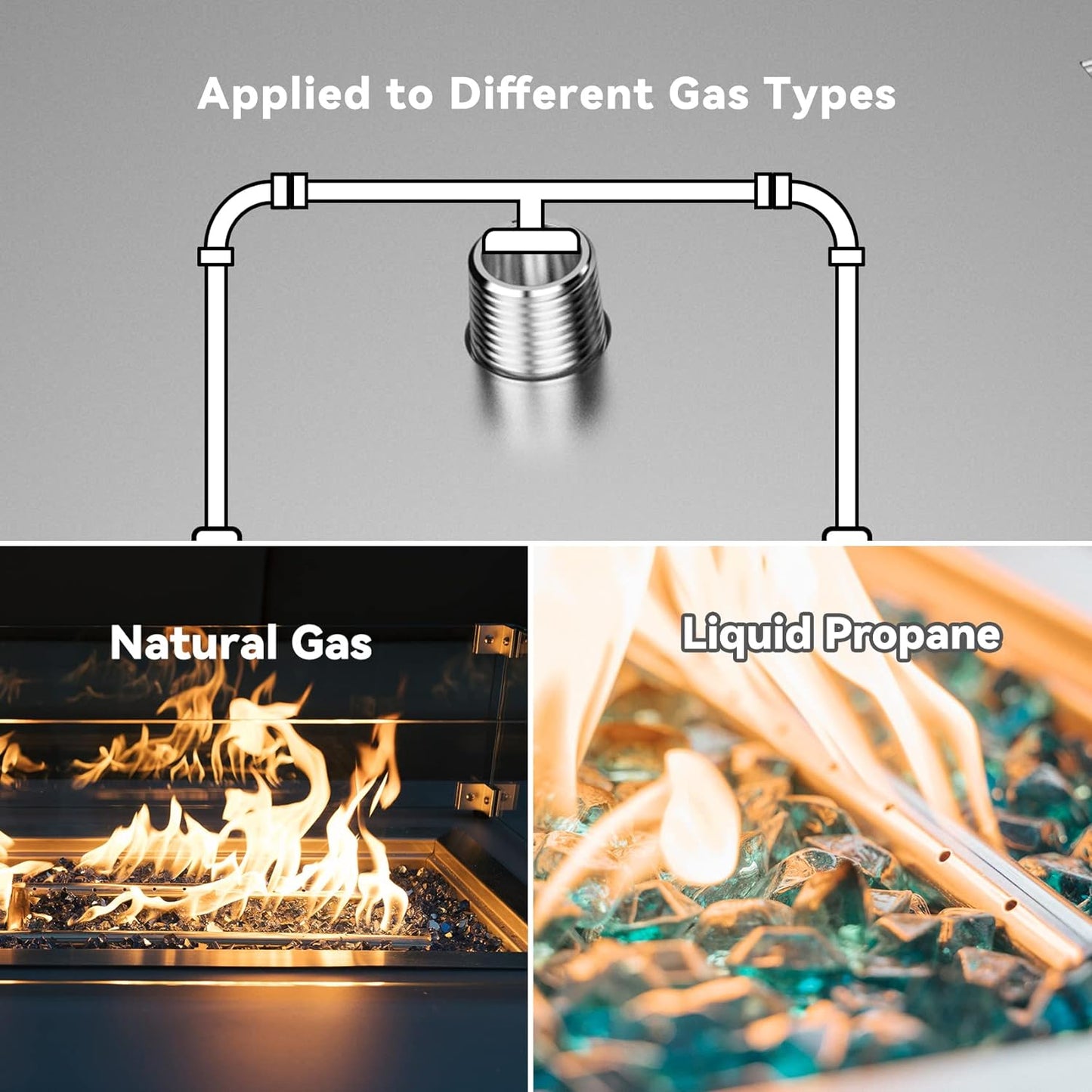 Skyflame 19 Inch Round Stainless Steel Drop in Fire Pit Pan Fire Bowl with Burner Ring and Protective Cover