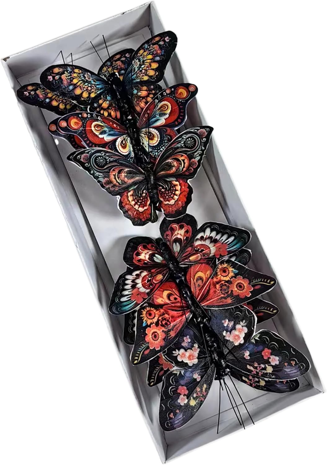 Cartanfill-Artificial Butterfly Decorations Set, 12 Pieces, 6 Colors, Clip for Home, Wedding, Party Decor (B-Black)