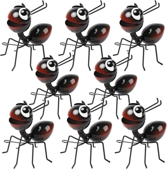 Metal Yard Art Garden Decor for Outside Cute Ants Yard Decorations Outdoor Lawn Ornaments Backyard Gifts for Mom - Set of 8（All Black）
