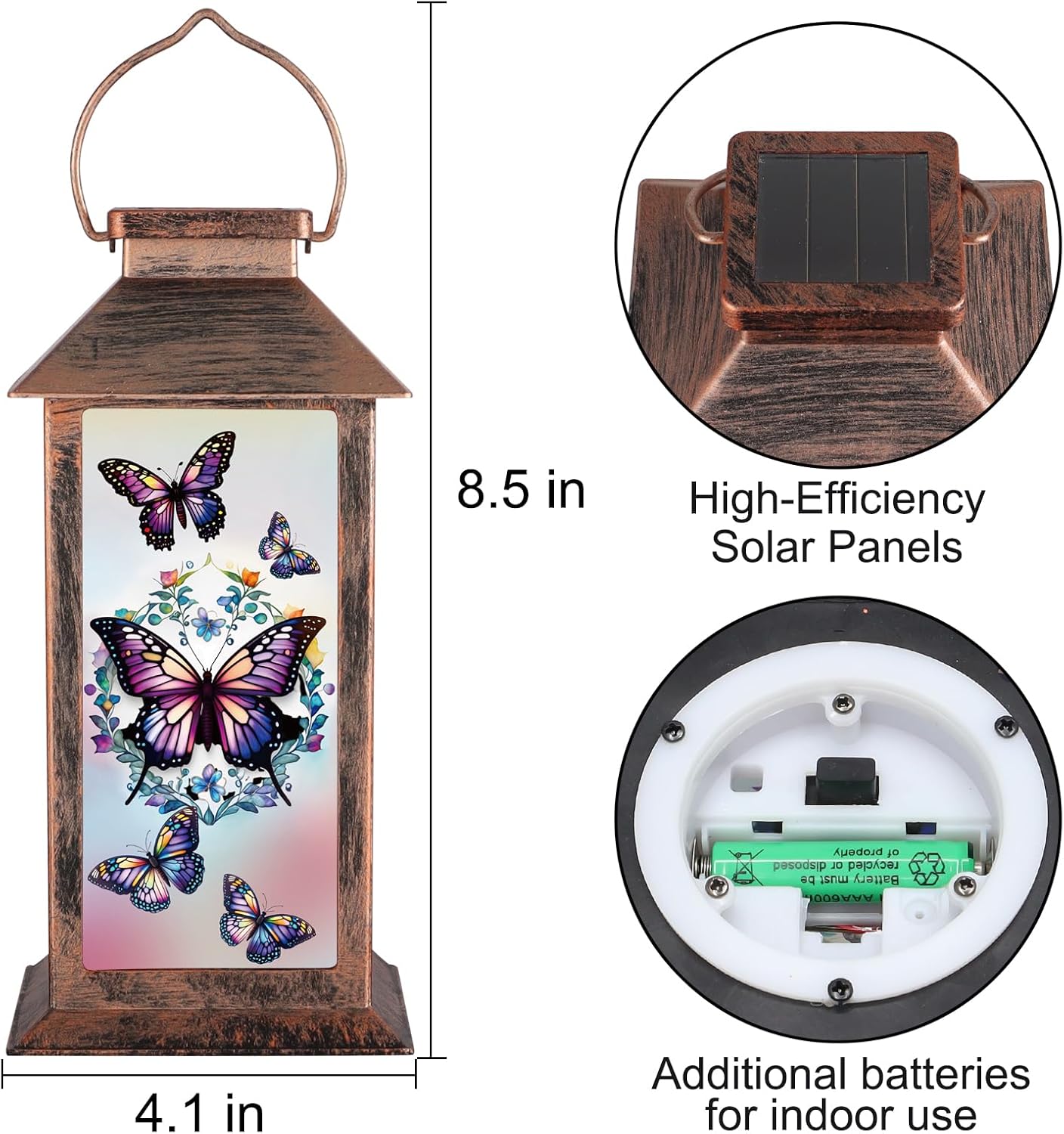 Solar Lantern Outdoor Waterproof Butterfly Garden Decor Birthday Gifts for Women Mom and Grandma Solar LED Plastic Decorative Hanging Light for Yard(Butterfly)