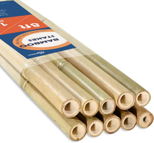 8FT Bamboo Stakes Plant Stakes 1 Inch Thick Diameter Garden Stakes Heavy Duty for Plant Support Outdoor Climbing Plants Support Gardening Stakes 10 Pack