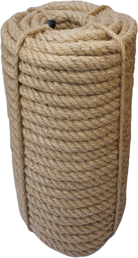 Jute Rope 16mm, 100 Feet 6.2lb Thick Garden Jute Twine String for DIY Cat Scratcher, Gardening, Bundling and Wall Hanging Craft Decorative (Brown)
