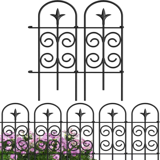 AMAGABELI GARDEN & HOME 8 Panels 24in(H)×10ft(L) Decorative Garden Fences and Borders for Dogs Pre-Linking Panels No Dig Garden Edging Border Fence for Animal Barrier Fencing for Flower Bed Yard Patio