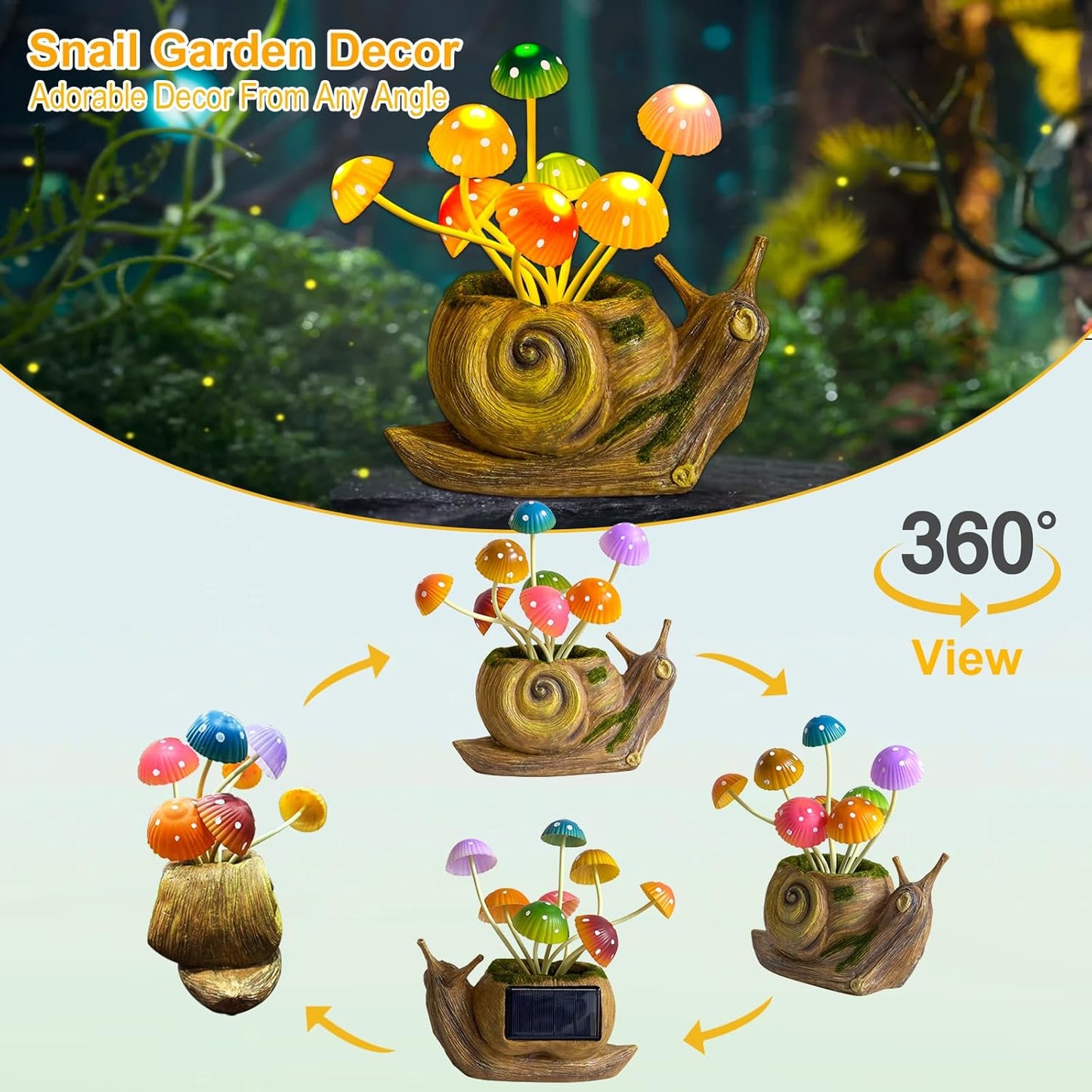 Solar Lights Outdoor Fairy Garden Accessories, Snail Statues Garden Decor for Outside, Gifts for Mother's Day Yard Decorations Patio Lawn Porch Balcony, Unique Housewarming Gifts for Women Mom Grandma