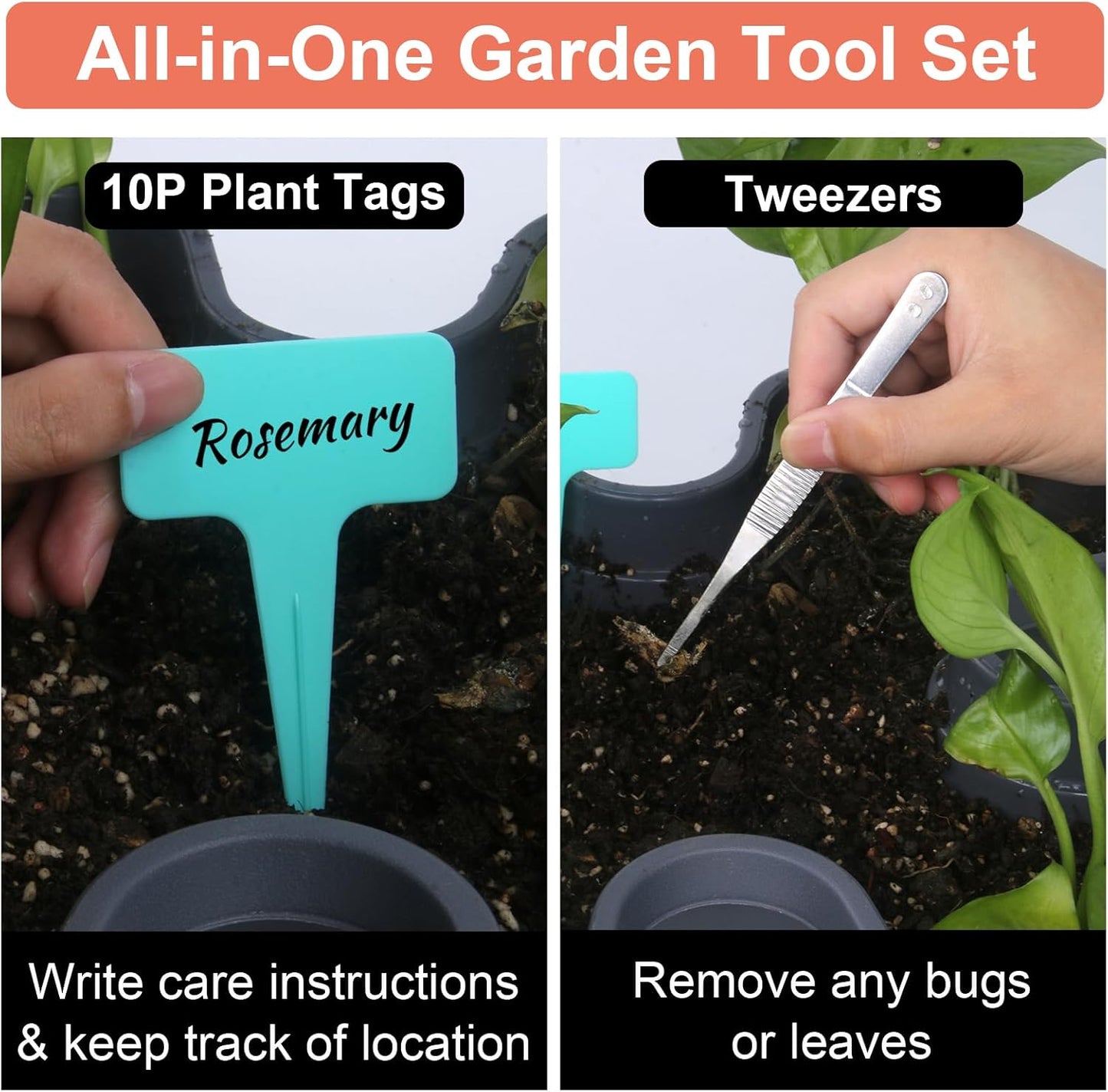 Vertical Planter, 6 Tier Stackable Strawberry Planter with Garden Tool Set, Movable Indoor/Outdoor Garden Herb Pot for Growing Vegetables and Succulents, Dark Gray