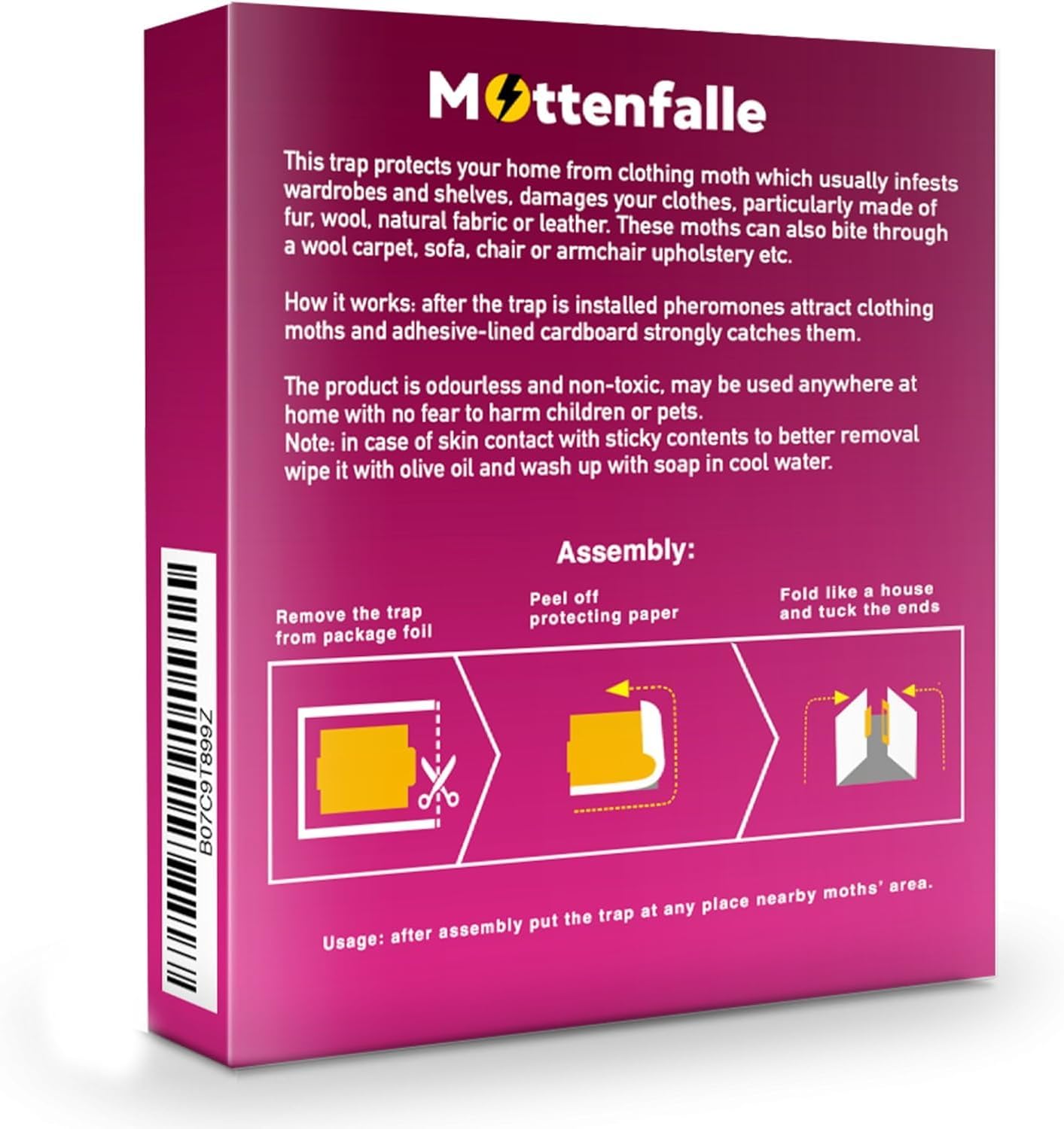 Mottenfalle Clothes Moth Traps 6-Pack - Prime Safe Non-Toxic Eco-Friendly Moth Traps with Pheromones Sticky Adhesive Tool for Wool Closet Carpet (Table-Top)