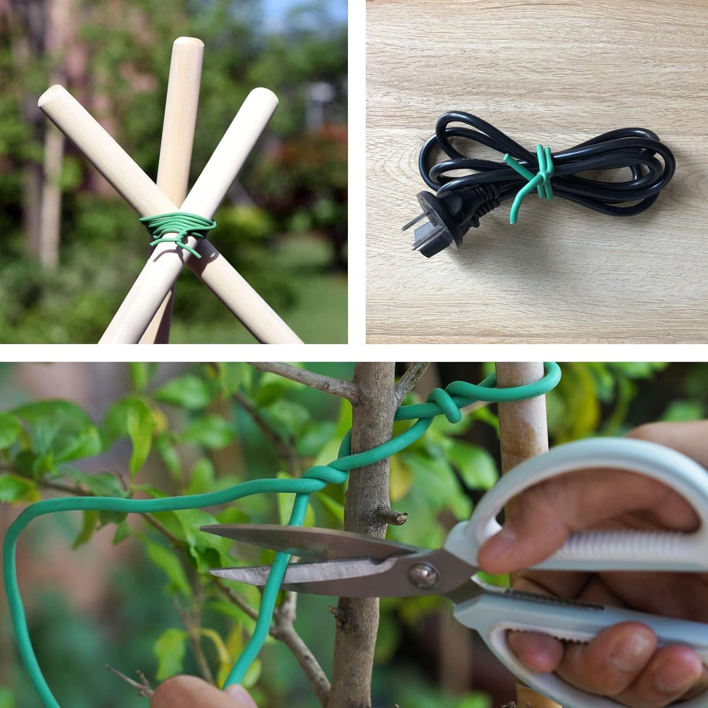 Green Soft Twist Tie Plant Tie Flexible TPR Garden Supply, for Tomatoes Roses Vines Organizing(16.4 feet/ 5 Meters)…, 16 feet