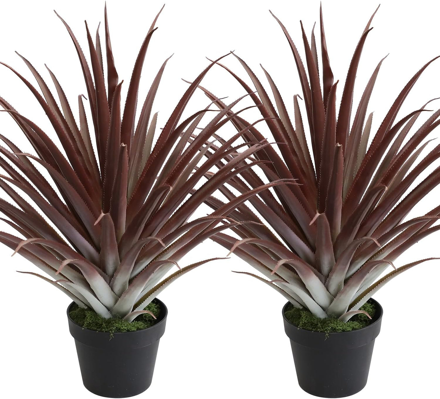 momoplant 2 Pcs Artificial Aloe Vera Plants 27 Inch Red Fake Succulents Faux Agave Plant Potted for Indoor Outdoor Home Office Decor
