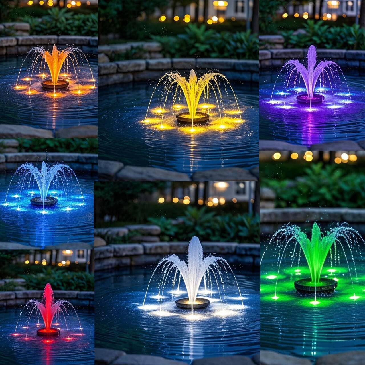 Pond Lights Colored, LED Fountain Lights RGB Outdoor Spotlight with Timer IP68 Waterproof Submersible with Spiked Stand for Garden Lawn Yard Water Landscape (Set of 6)