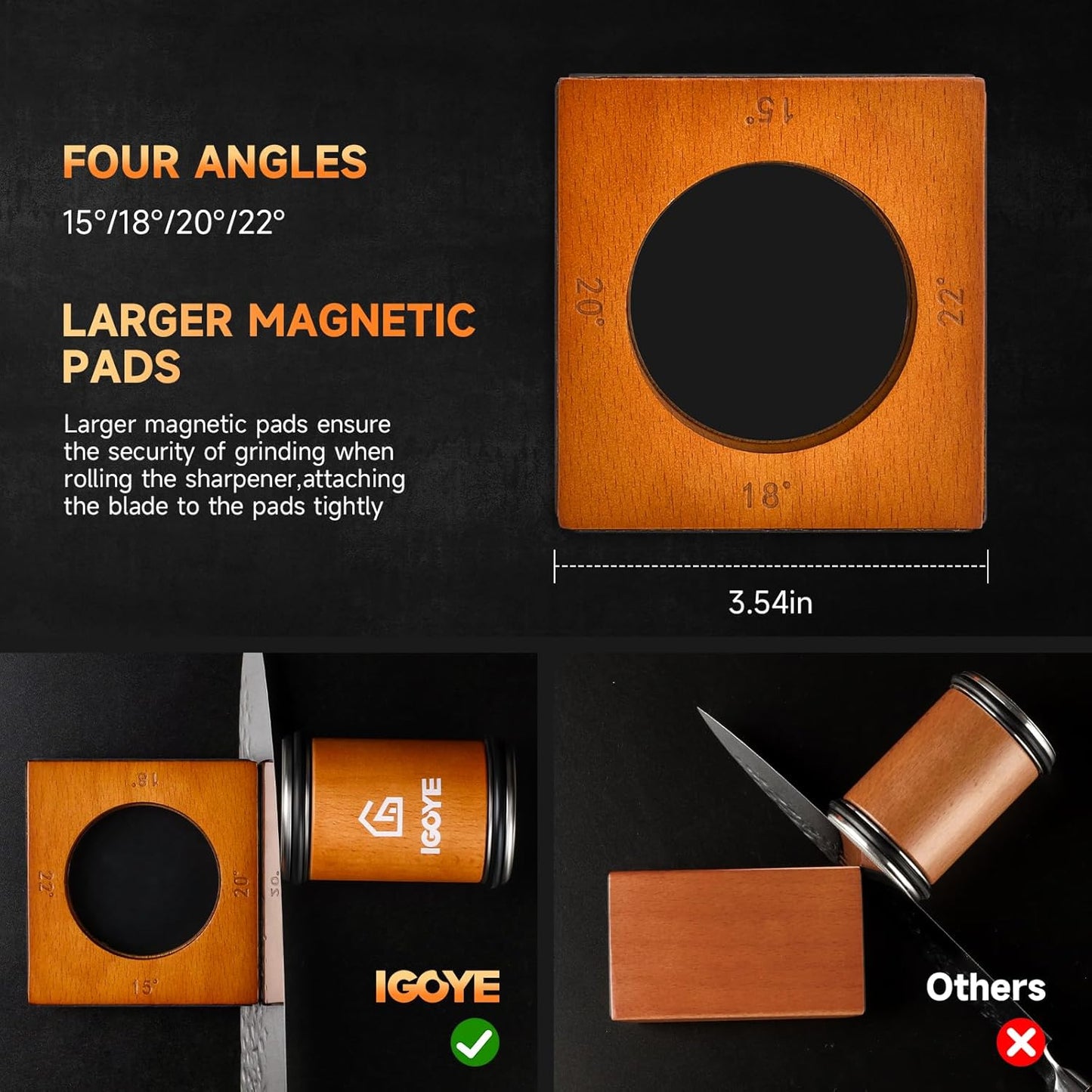 Rolling Knife Sharpener Tool Kit, Multi-Angle Diamond Roller Knife Sharpener for Kitchen Knives, Four Angles Offers 15&18& 20&22 Degree Sharpening, 4 Angle, Kitchen Gadgets & Gift