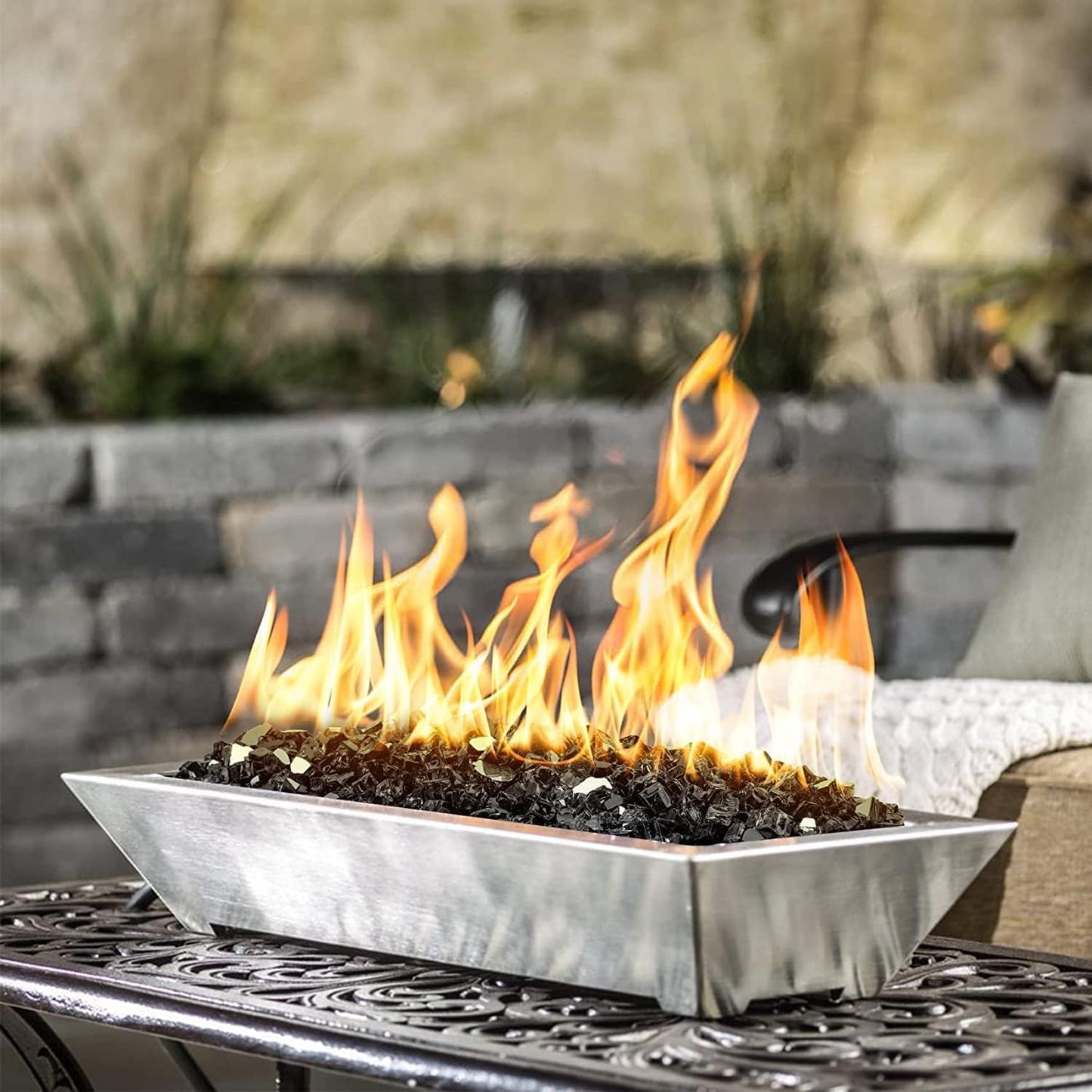 Mr. Fireglass 10 Pounds Fire Glass - 1/4 Inch High Luster Reflective Tempered Glass Rocks for Fireplace Fire Pit Table and Landscaping, Onyx Black