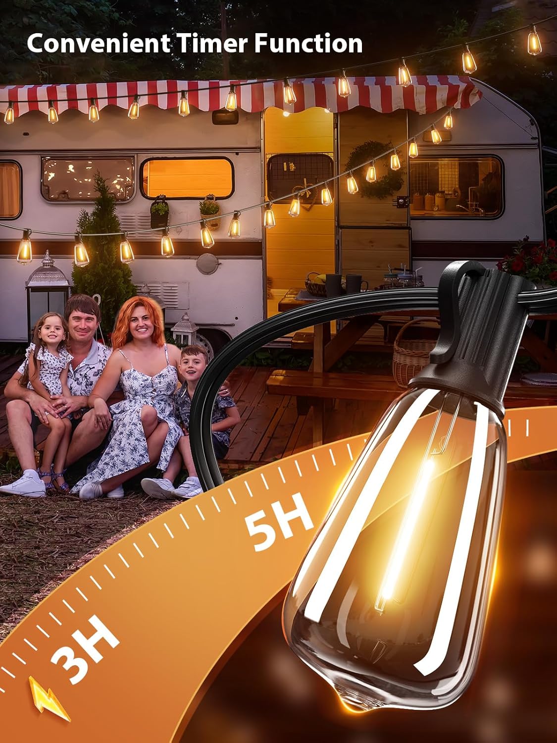 addlon 150 FT (3x50FT) Outdoor String Lights with Remote,Waterproof Patio Lights ETL Listed with 45+3 Shatterproof Dimmable ST38 LED Bulbs,2700K Connectable Outdoor Lighting for Backyard Bistro Garden