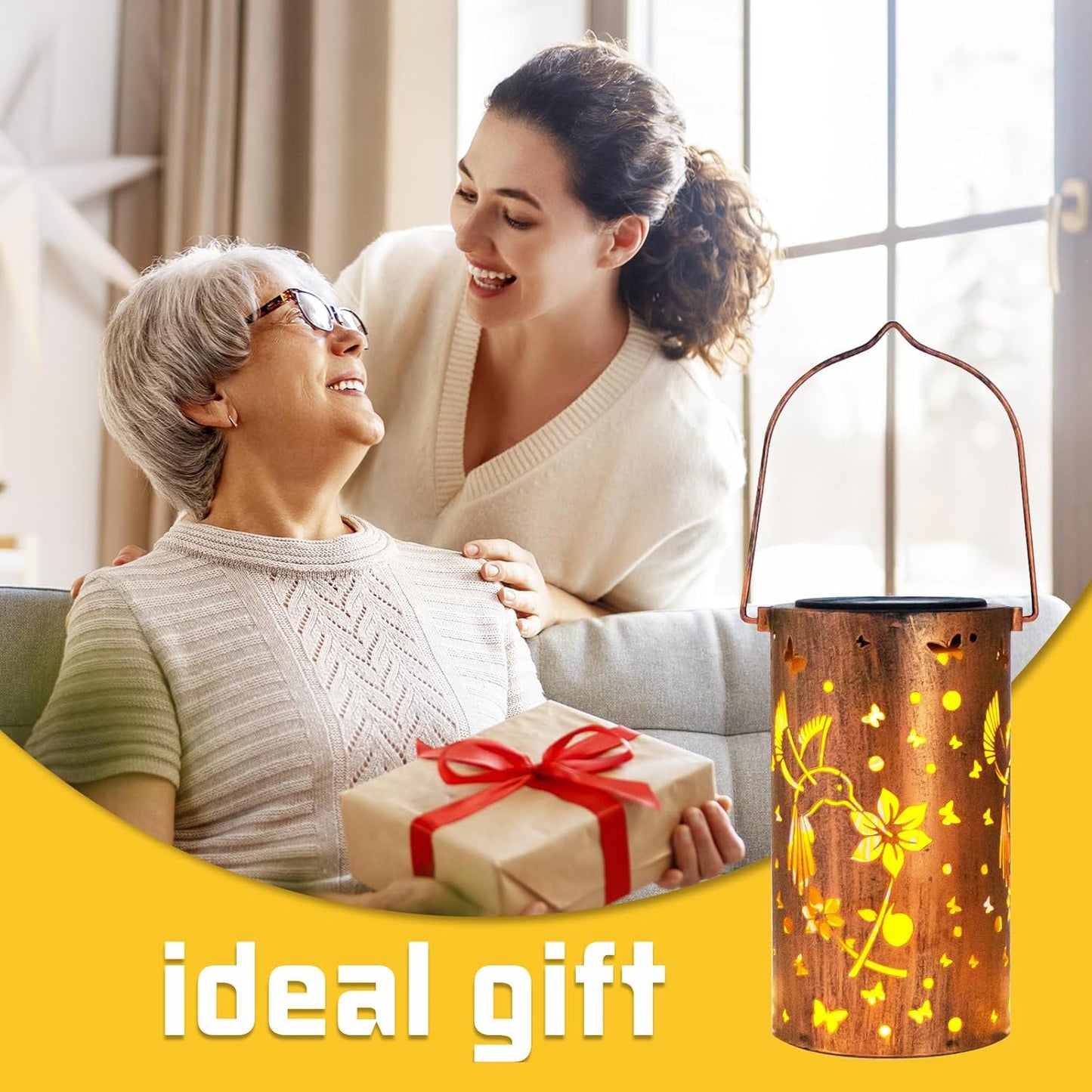 4 Pack Solar Lanterns Outdoor Waterproof Hummingbirds Birthday Gifts for Women Mom Grandma Garden Decor Metal Hanging LED Decorative Light for Patio Yard Lawn Backyard Front Porch Gardening Gifts