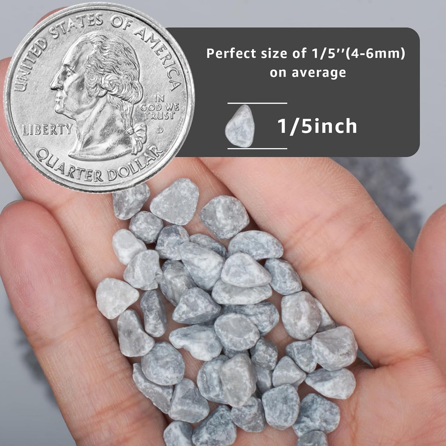 5LB Grey Tumbled Decorative Gravel – 1/5 Inch Unpolished Natural Stones for Planters, Succulents, Vase Fillers, Fish Tanks, and Garden Paths
